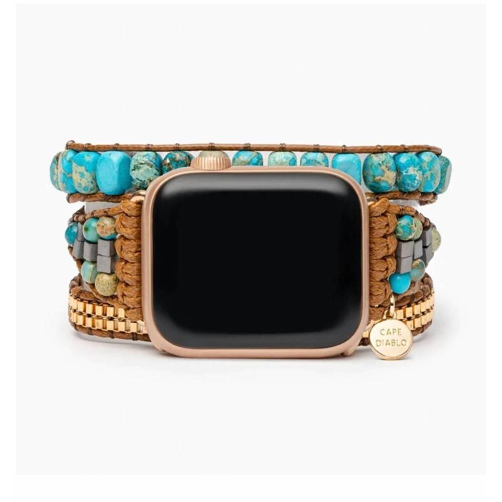 NEW CAPE DIABLO women's stone apple watch band in turquoise